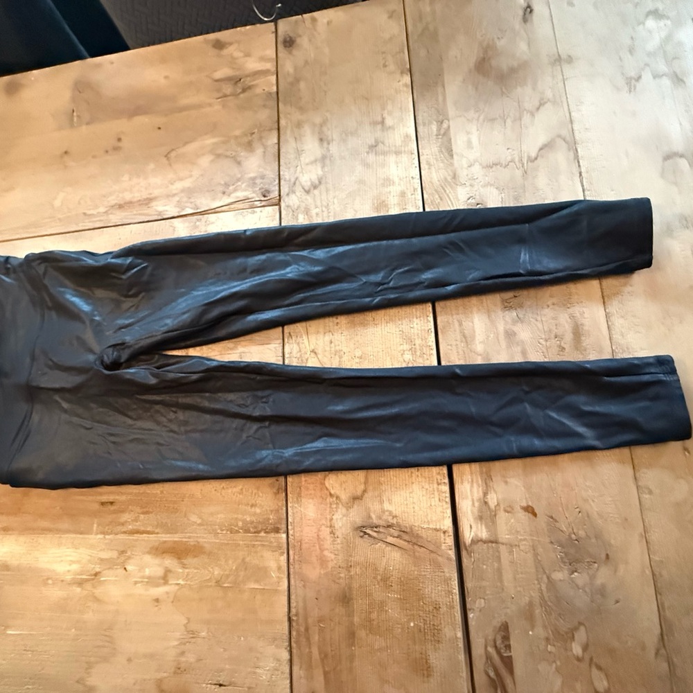 Spanx Black Faux Leather Leggings Spanx size medium